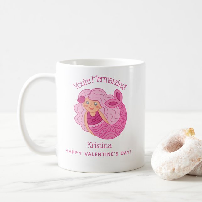 Girl Pink Mermaid Mug (With Donut)