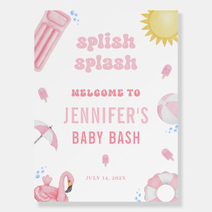 Girl Pink Pool Party Baby Shower Welcome Sign