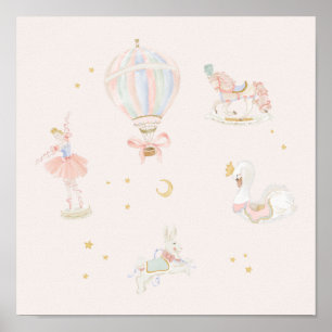 Girl Pink Princess Ballerina fairytale Bedroom Poster