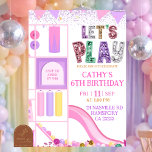 Girl Pink Purple Glitter Let's Play Indoor Playgro Invitation<br><div class="desc">Girl Pink Purple Glitter Indoor Playground Birthday Invitation,  Let's Play Girl Birthday Invite,  Editable Kids Birthday Party</div>