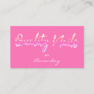 Girl Pink Quality Nail Script QR Code Logo  Business Card