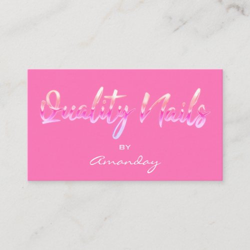 Girl Pink Quality Nail Script QR Code Logo  Business Card