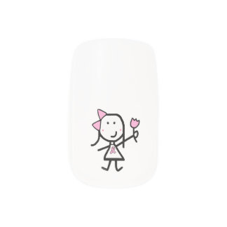 Girl & Pink Ribbon Minx Nail Art