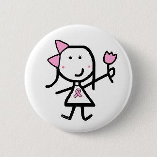 Girl & Pink Ribbon Pinback Button