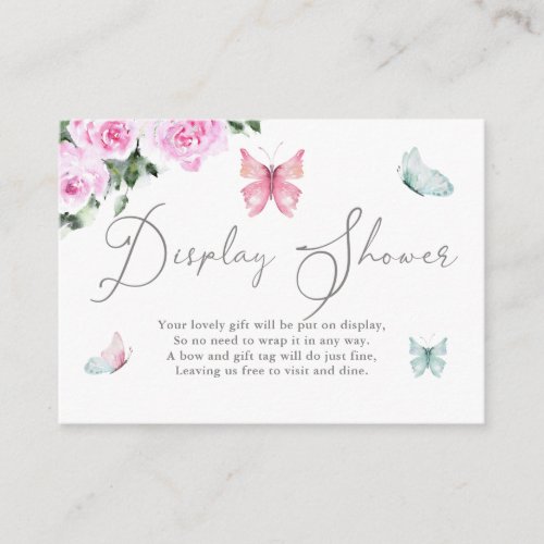 Girl Pink Roses and Butterflies Display Shower Enclosure Card