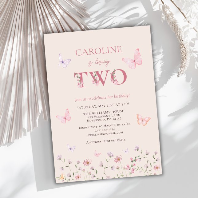 Girl Pink Second Birthday Invitation (Creator Uploaded)