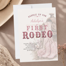 Girl Pink Vintage First Rodeo 1st Birthday