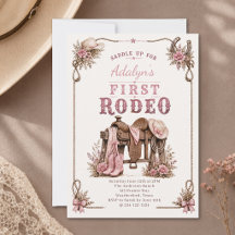 Girl Pink Vintage First Rodeo 1st Birthday