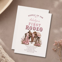 Girl Pink Vintage First Rodeo 1st Birthday