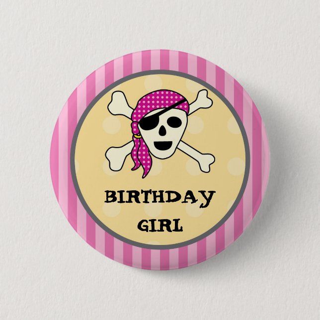 Girl Pirate Birthday Button (Front)