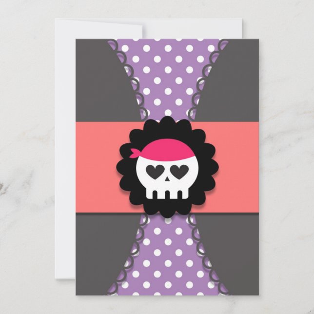 Girl Pirate Birthday Invitation for Kids (Front)