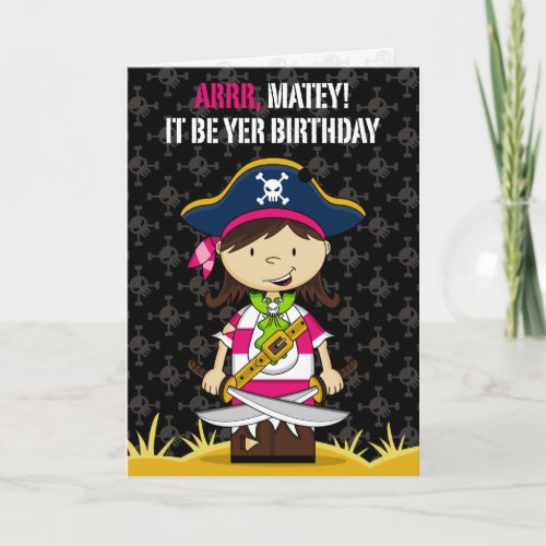 Girl Pirate Captain Greeting Card