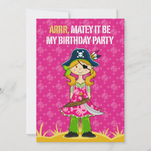 Girl Pirate Captain Party Invite