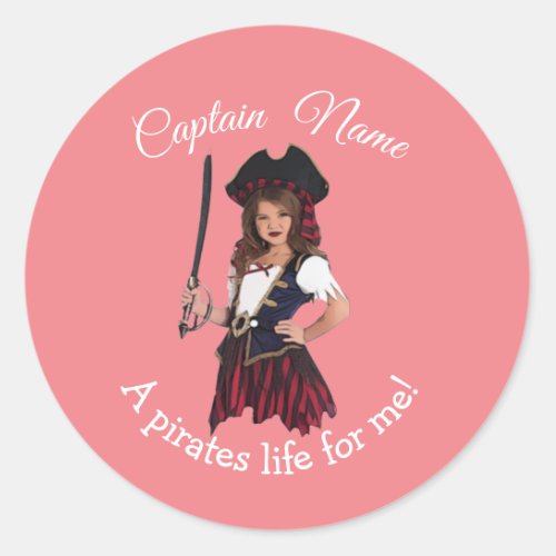 Girl Pirate  Classic Round Sticker