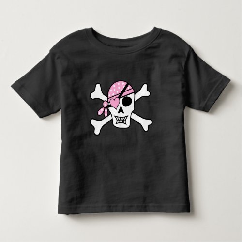 Girl Pirate Skull and Bones Toddler Black Toddler T_shirt