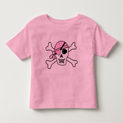 Girl Pirate Skull and Bones Toddler Pink Toddler T_shirt