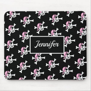 Girl Pirate Skull and Crossbones Mouse Pad