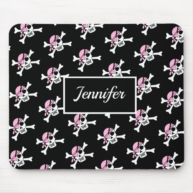 Girl Pirate Skull and Crossbones Mouse Pad (Front)