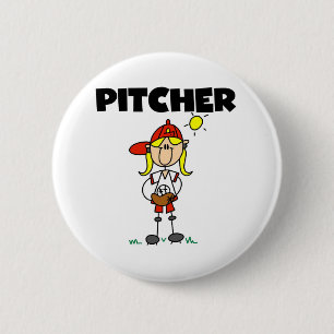 Girl Pitcher Pinback Button