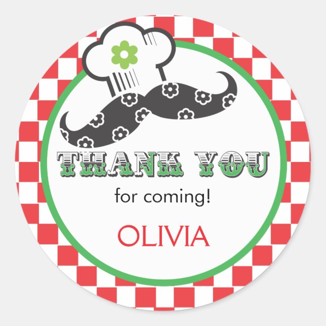 Girl Pizza Party Favor Sticker (Front)