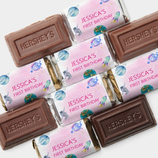 Girl Planets Moon Stars Baby Girl Birthday  Hershey's Miniatures (Assorted)