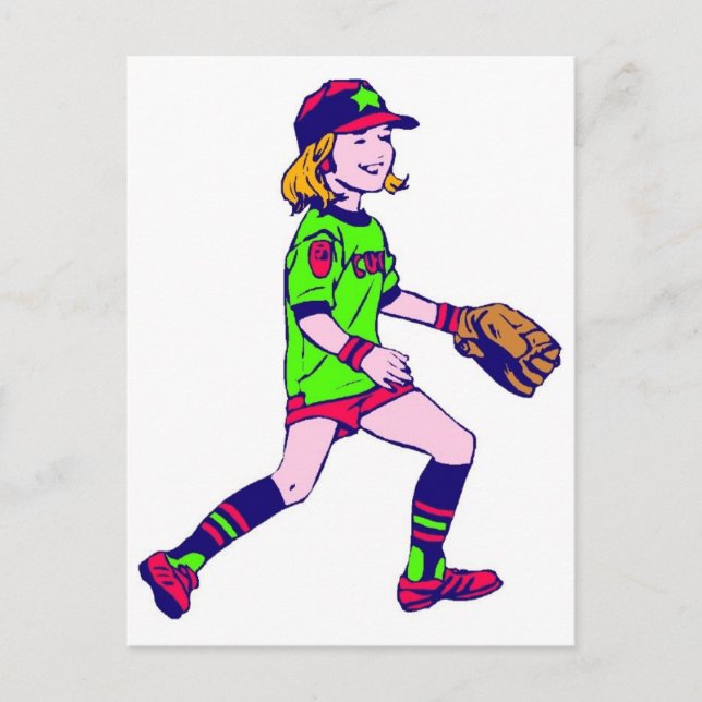 Girl Playing Baseball Postcard (Front)