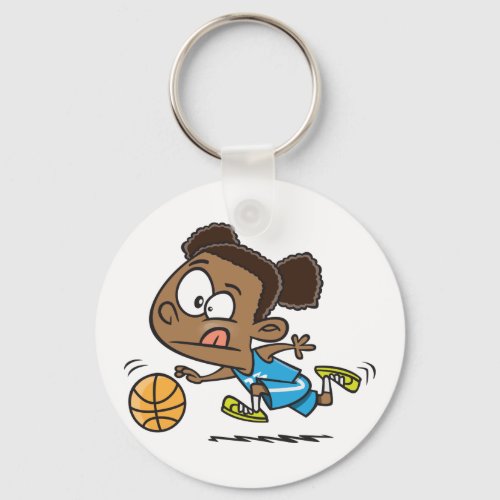 Girl Playing Basketball Keychain