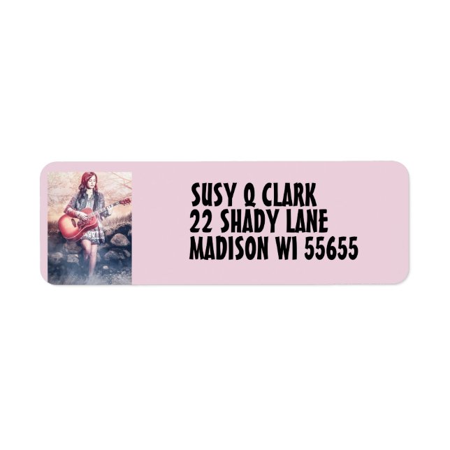 GIRL PLAYING GUITAR RETURN ADDRESS LABELS (Front)