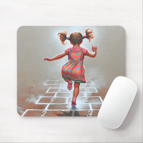 Girl Playing Hopscotch Mouse Pad