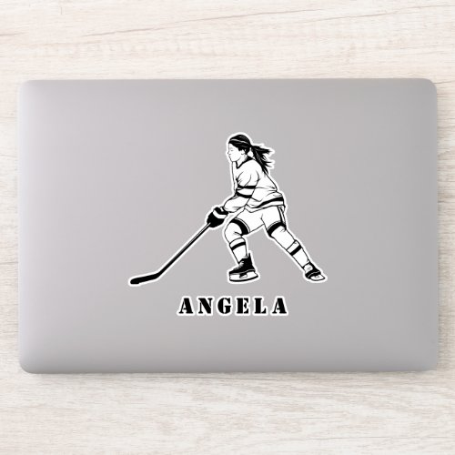 Girl Playing Ice_Hockey Team Player Girly Name Fun Sticker