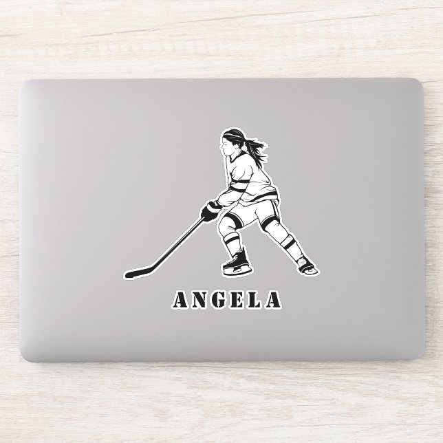 Girl Playing Ice-Hockey Team Player Girly Name Fun Sticker (Computer)