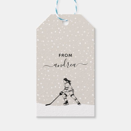 Girl Playing Ice Hockey Team Player Girly Name  Gift Tags