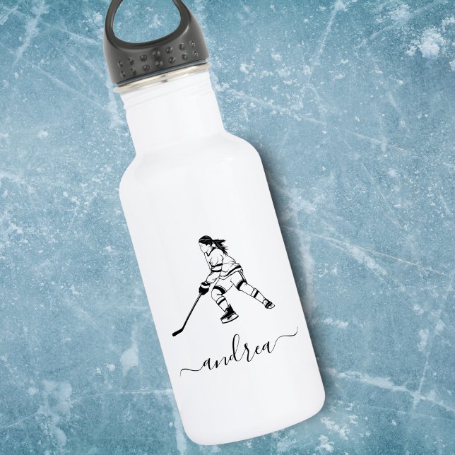 Girl Playing Ice Hockey Team Player Girly Name  Stainless Steel Water Bottle (Creator Uploaded)