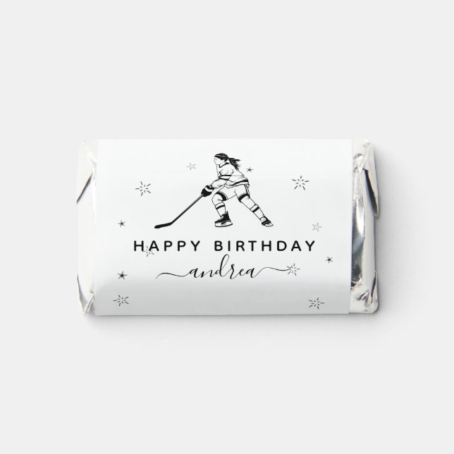 Girl Playing Ice Hockey Team Player Kids Birthday Hershey's Miniatures (Front)