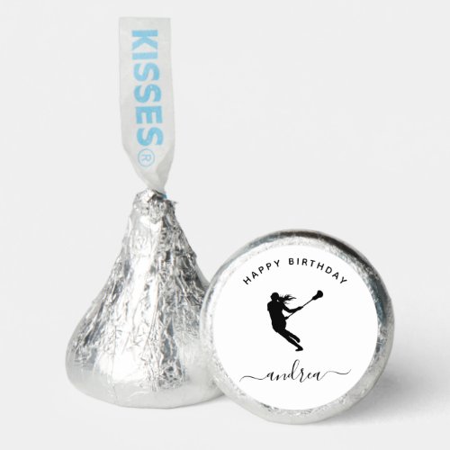 Girl Playing Lacrosse Player  Custom Name Elegant Hersheys Kisses