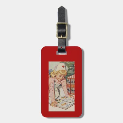 Girl playing Nurse _ Retro Luggage Tag