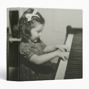 Girl Playing Piano 3 Ring Binder