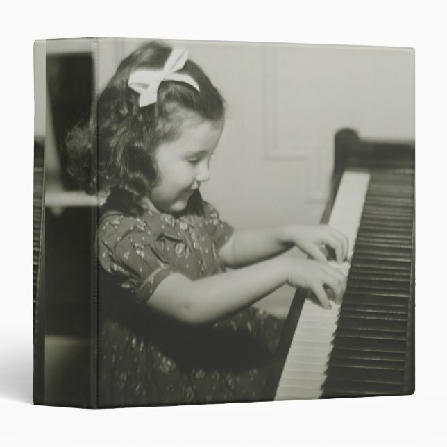 Girl Playing Piano 3 Ring Binder (Front/Spine)