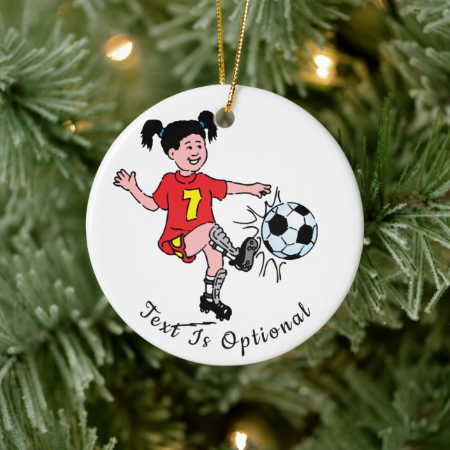 Girl Playing Soccer  Ceramic Ornament (Tree)
