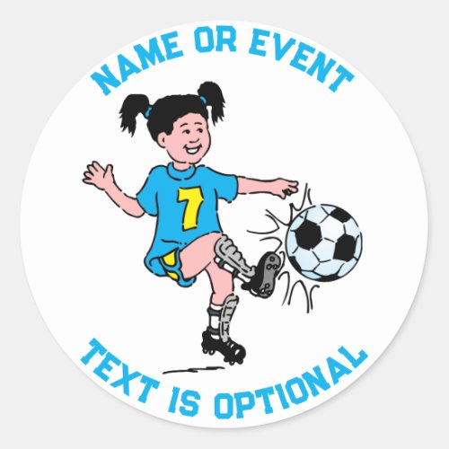 Girl Playing Soccer  Classic Round Sticker