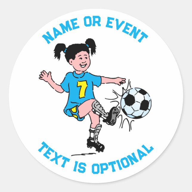 Girl Playing Soccer  Classic Round Sticker (Front)