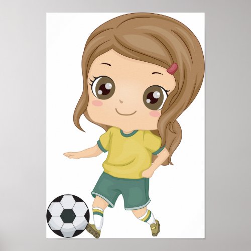 Girl Playing Soccer Poster