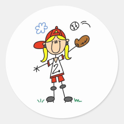 Girl Playing Softball Sticker