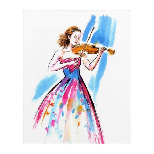 Girl playing the violin acrylic print
