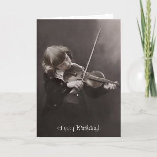 girl playing the violin birthday card