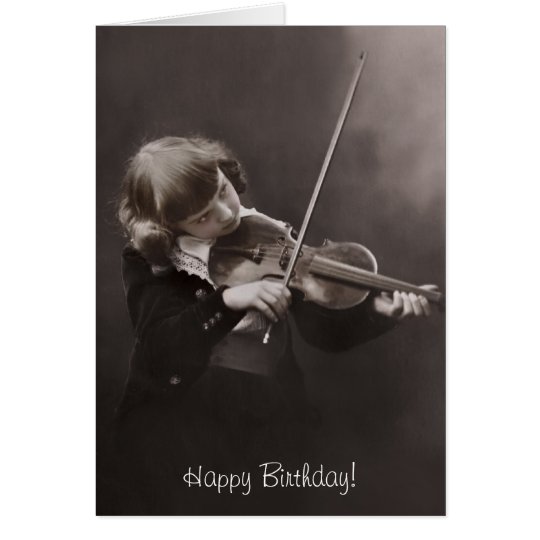 girl playing the violin birthday card