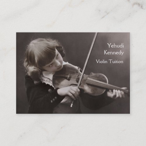 Girl playing the violin business card templates