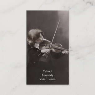 Girl playing the violin business card