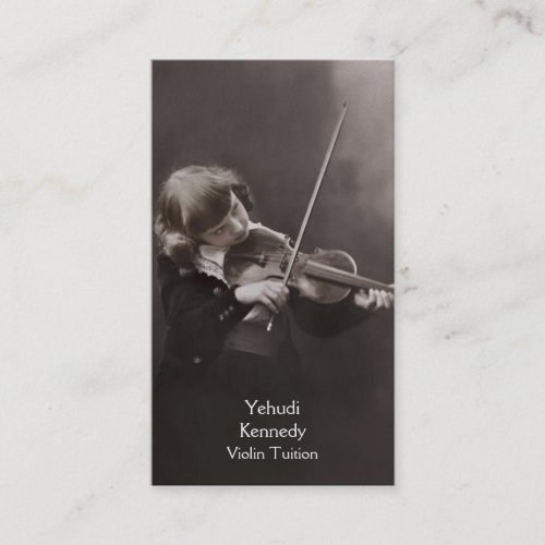 Girl playing the violin business cards