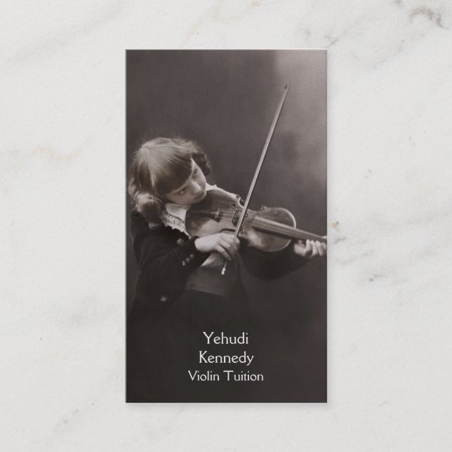 Girl playing the violin business card (Front)